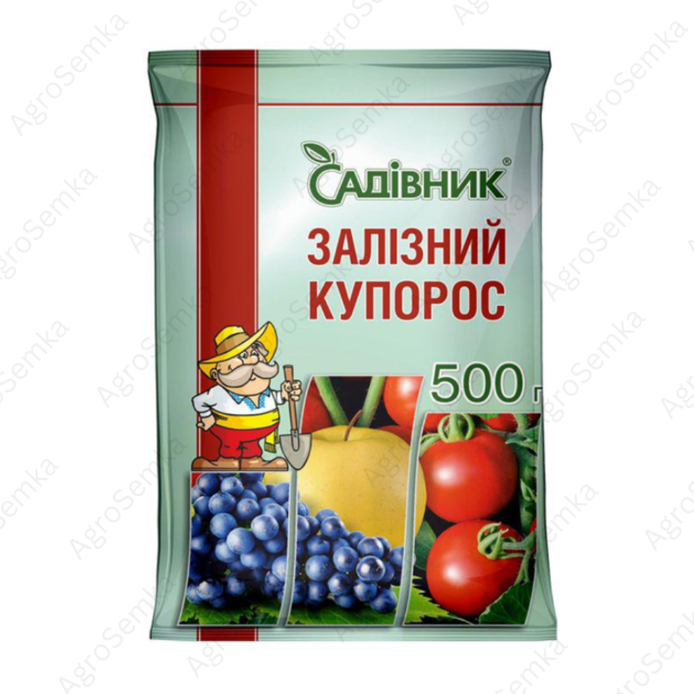 Залізний купорос Садівник, 500 г антисептик, фунгіцид від мохів, грибів, лишайників і гнилі