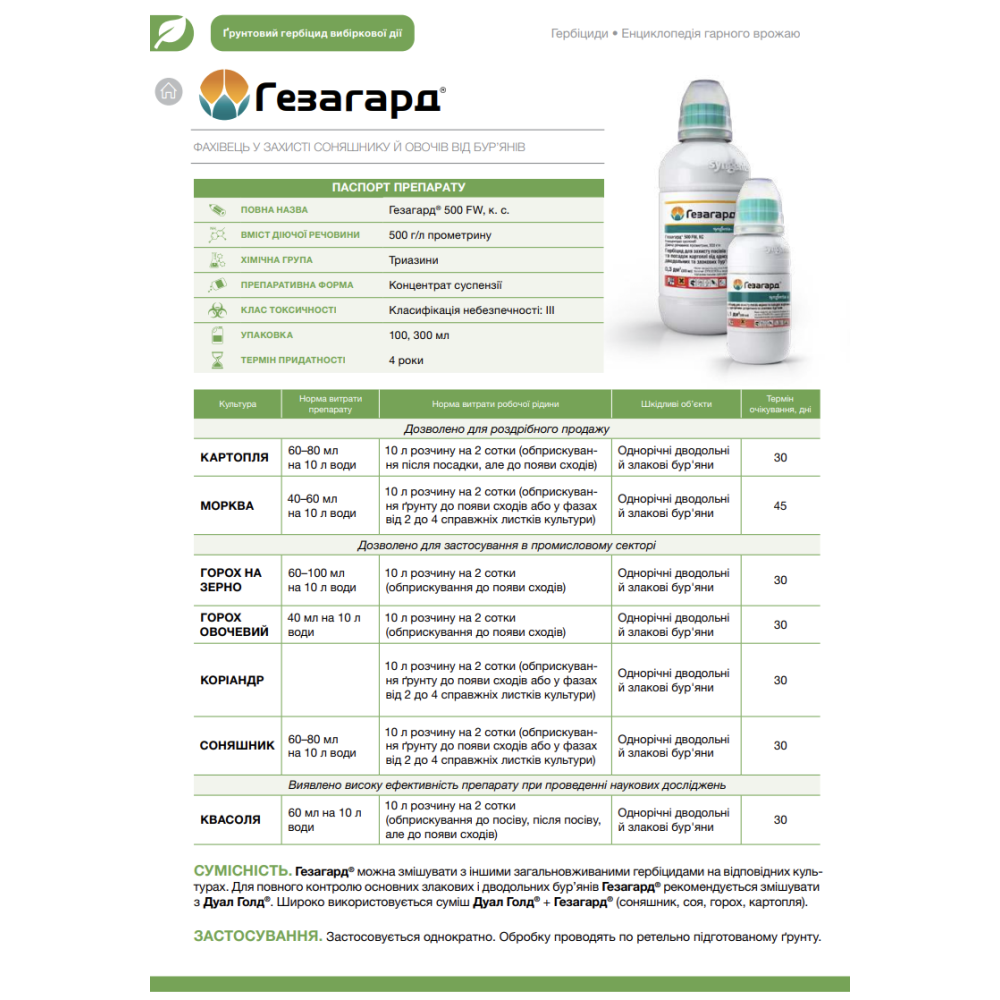 Системний (грунтовий) гербіцид Гезагард 100мл., Syngenta