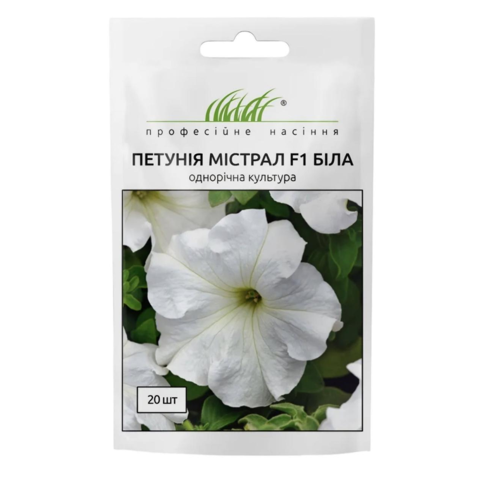 Петунія грандіфлора Містрал F1 біла 20шт / Cerny