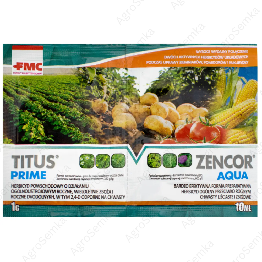 Досходовий гербіцид системної дії Titus Prime + Zencor Aqua, 1g + 10ml, FMC Польща