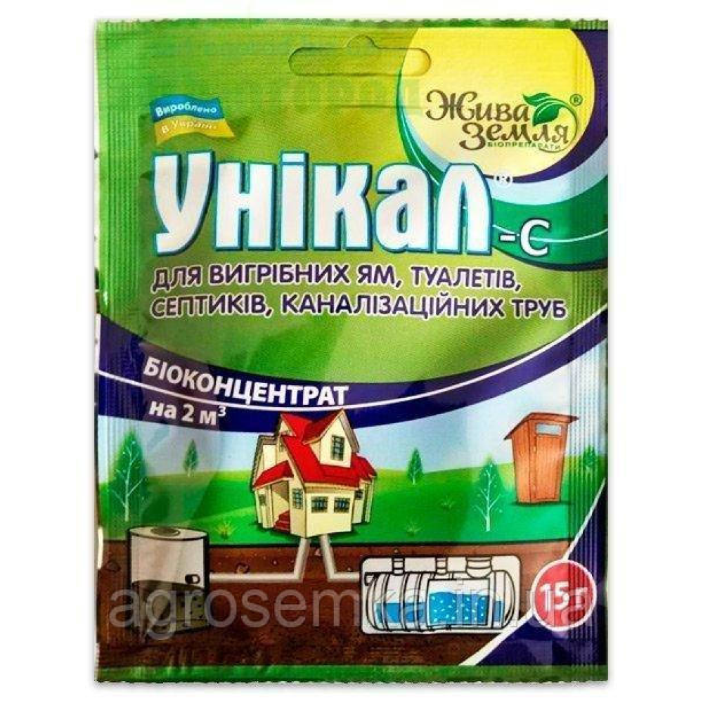 Унікал-з 2 м3 для вигрібних ям, туалетів, септиків, каналізаційних труб, компостування“Жива Земля“, 15г